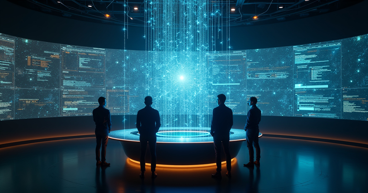 Abstract network of glowing interconnected nodes representing enterprise AI and workflow orchestration systems