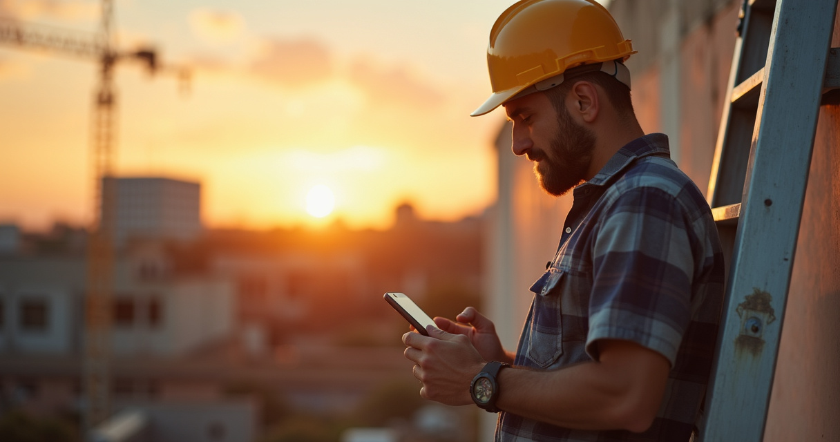 A business owner checking a phone notification showing a newly booked appointment while working on-site